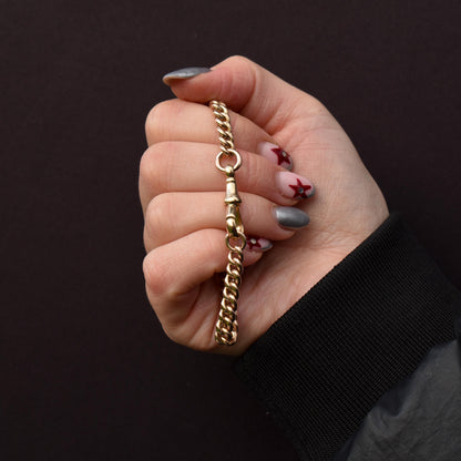 Antique 9ct Gold Curb Link Dog Clip Bracelet | 7"