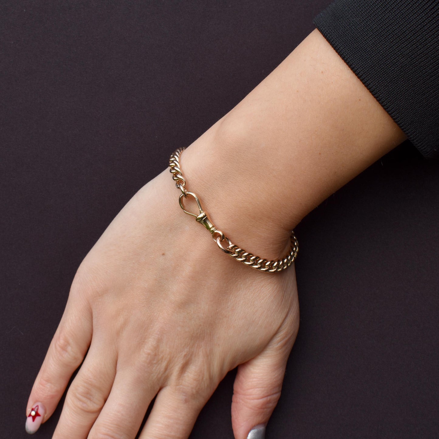 Antique 9ct Gold Curb Link Dog Clip Bracelet | 7"