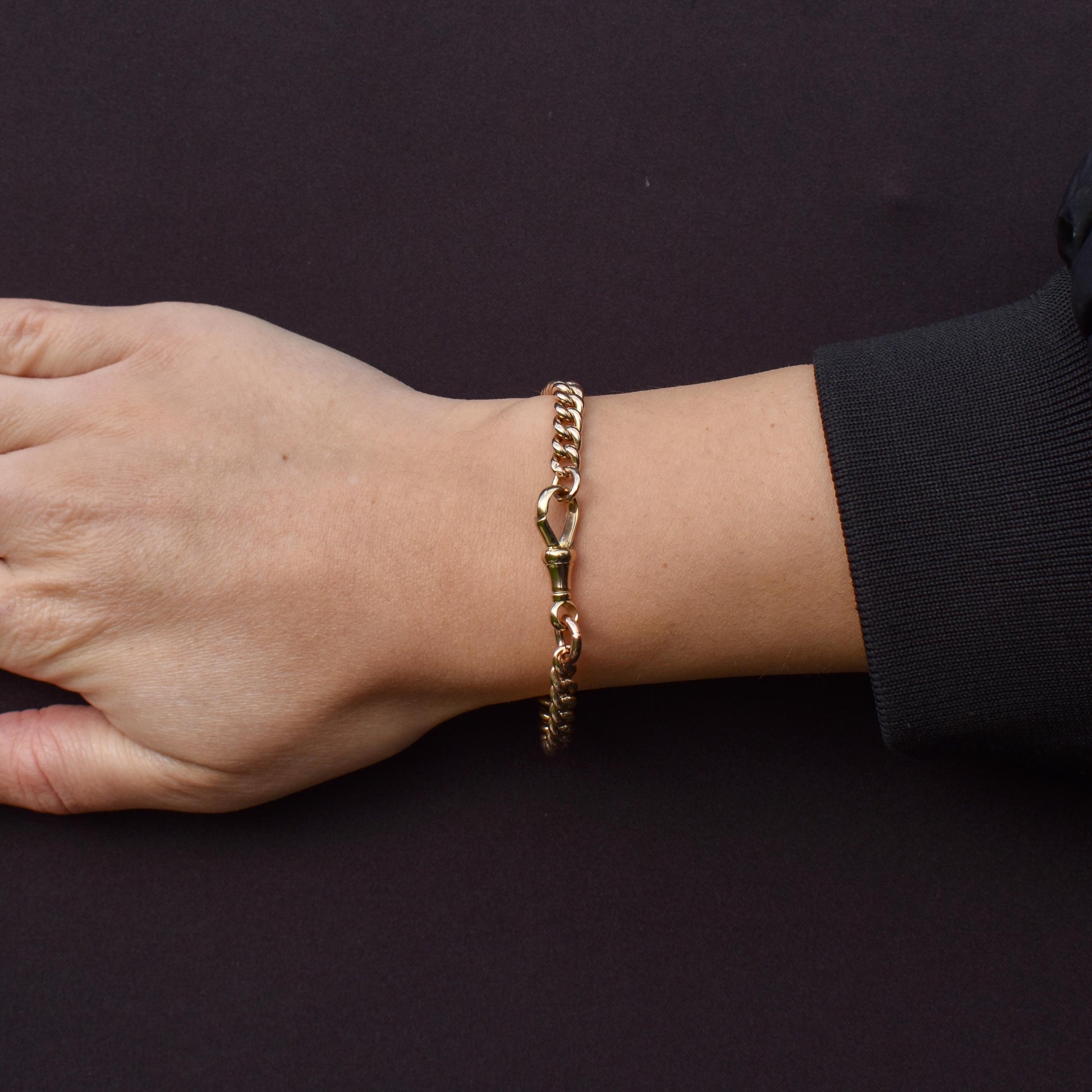 Antique 9ct Gold Curb Link Dog Clip Bracelet | 7"