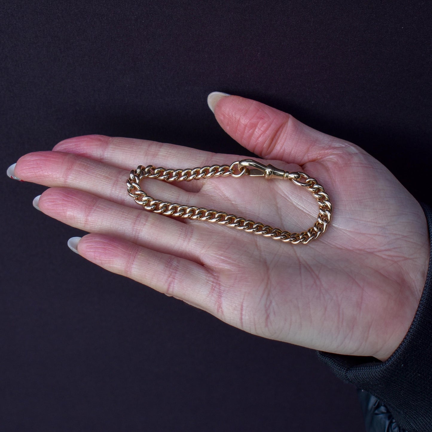 Antique 9ct Gold Curb Link Dog Clip Bracelet | 7"