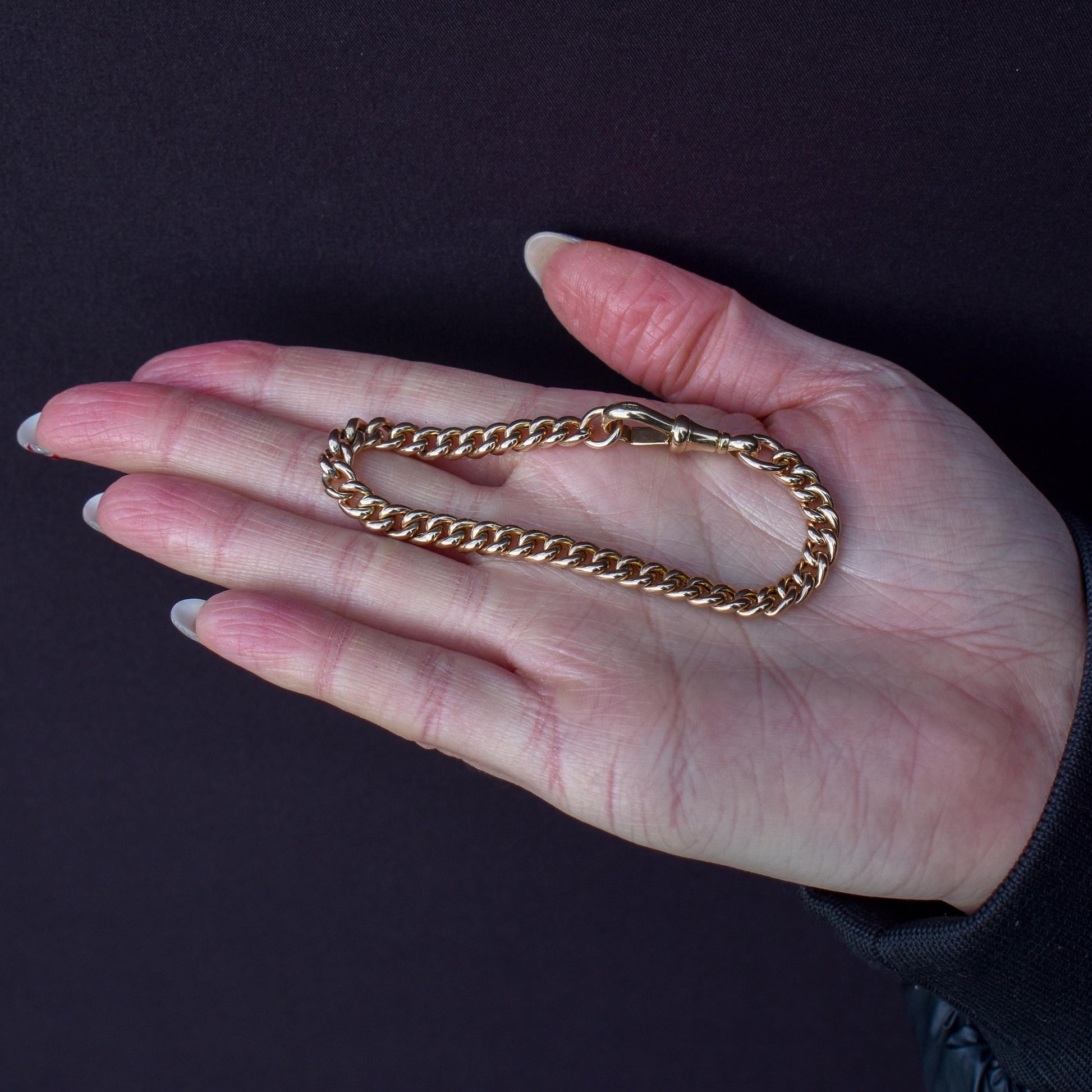 Antique 9ct Gold Curb Link Dog Clip Bracelet | 7"