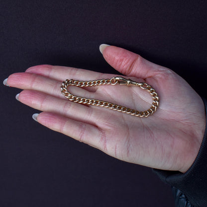 Antique 9ct Gold Curb Link Dog Clip Bracelet | 7"