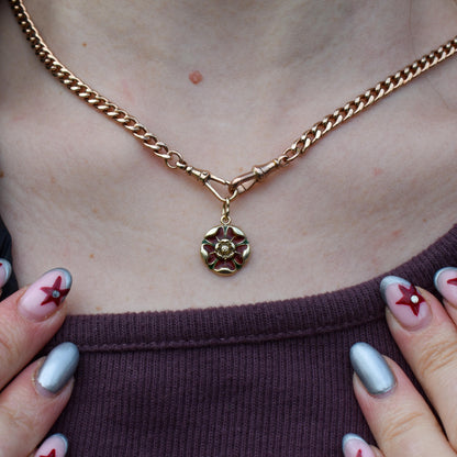 Vintage Red Rose of Lancashire Enamel 9ct Gold Charm