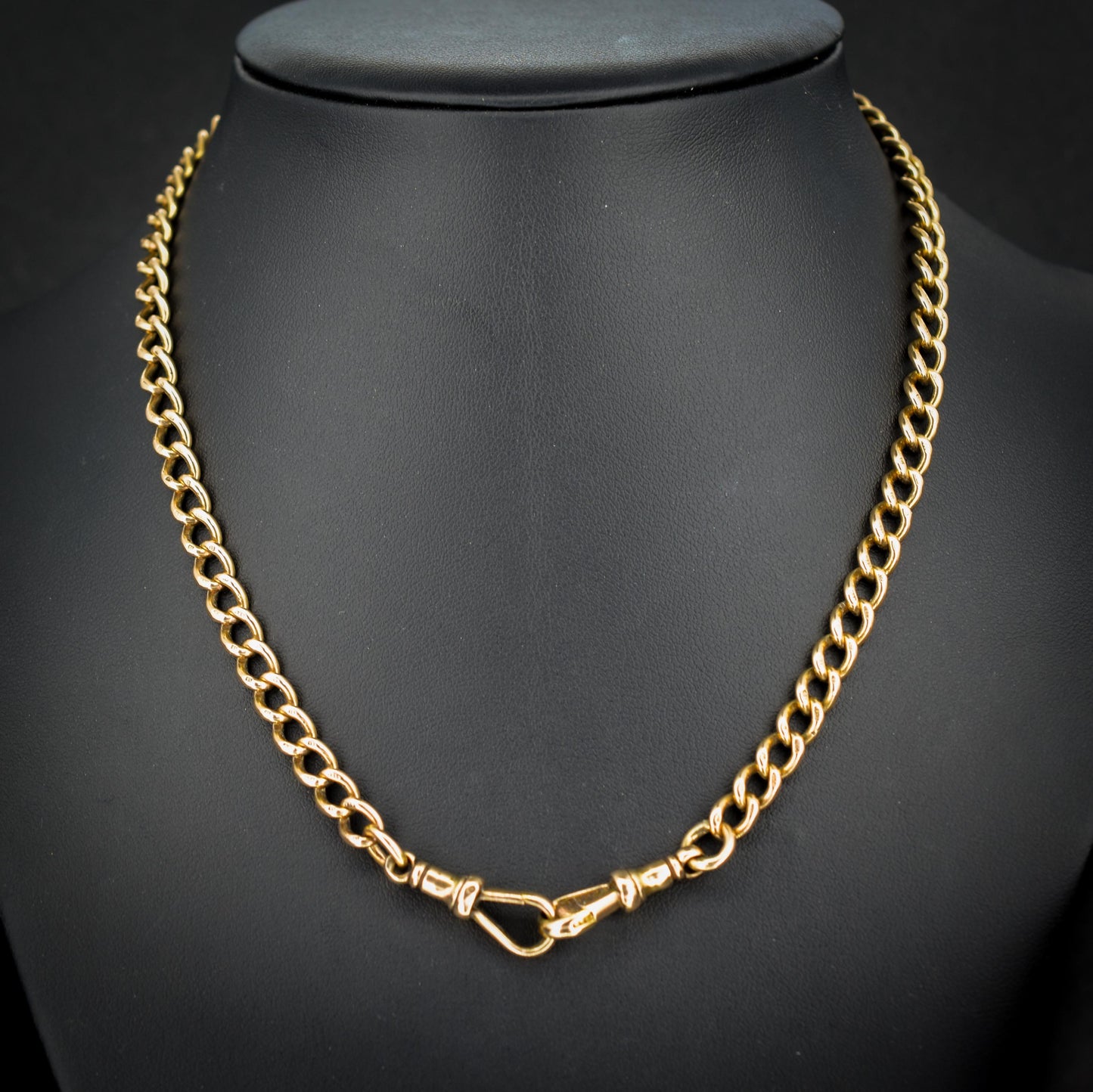 Antique 15ct Gold Curb Link Double Dog Clip Chain Necklace | 16.8"