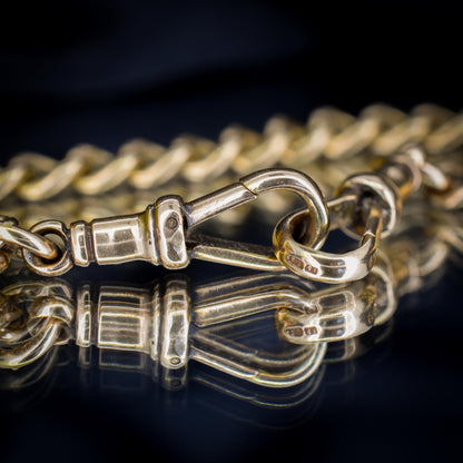 Antique 15ct Gold Curb Link Double Dog Clip Chain Necklace | 16.8"