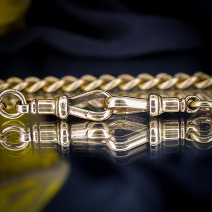 Antique 15ct Gold Curb Link Double Dog Clip Chain Necklace | 16.8"