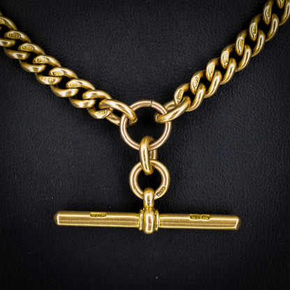 Antique '1897' 18ct Gold Curb Link Albert Watch Chain Necklace | 16.5"