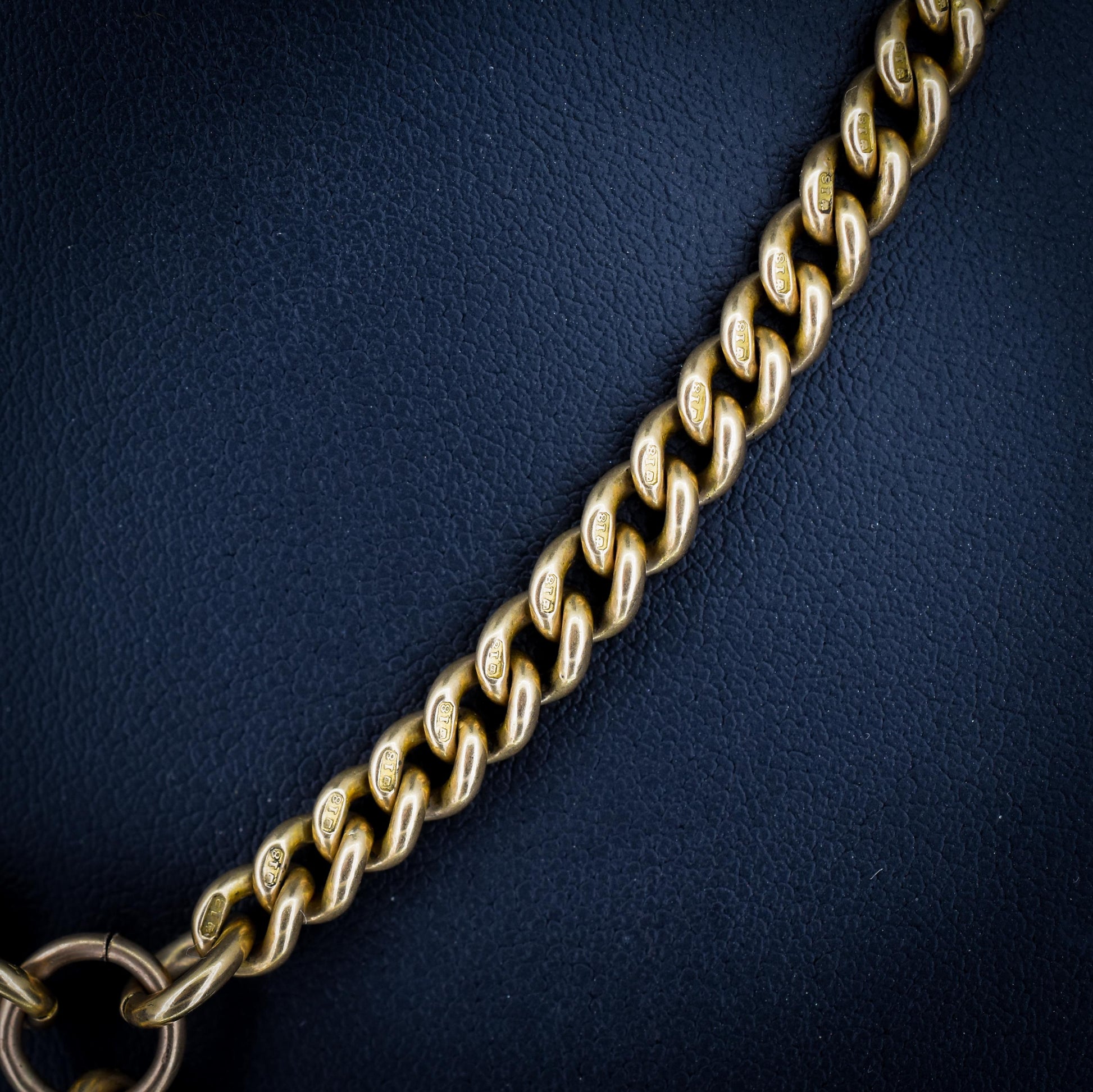 Antique '1897' 18ct Gold Curb Link Albert Watch Chain Necklace | 16.5"