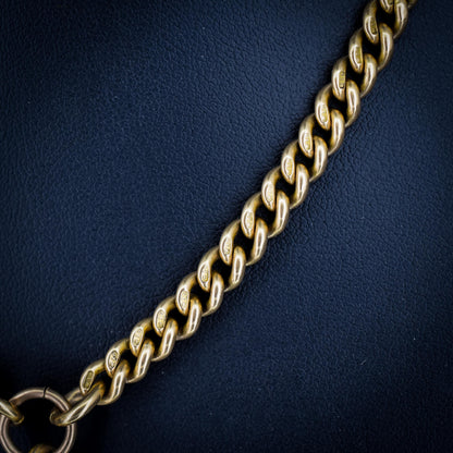 Antique '1897' 18ct Gold Curb Link Albert Watch Chain Necklace | 16.5"