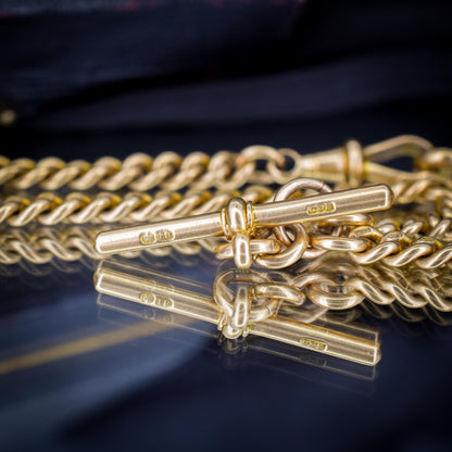 Antique '1897' 18ct Gold Curb Link Albert Watch Chain Necklace | 16.5"