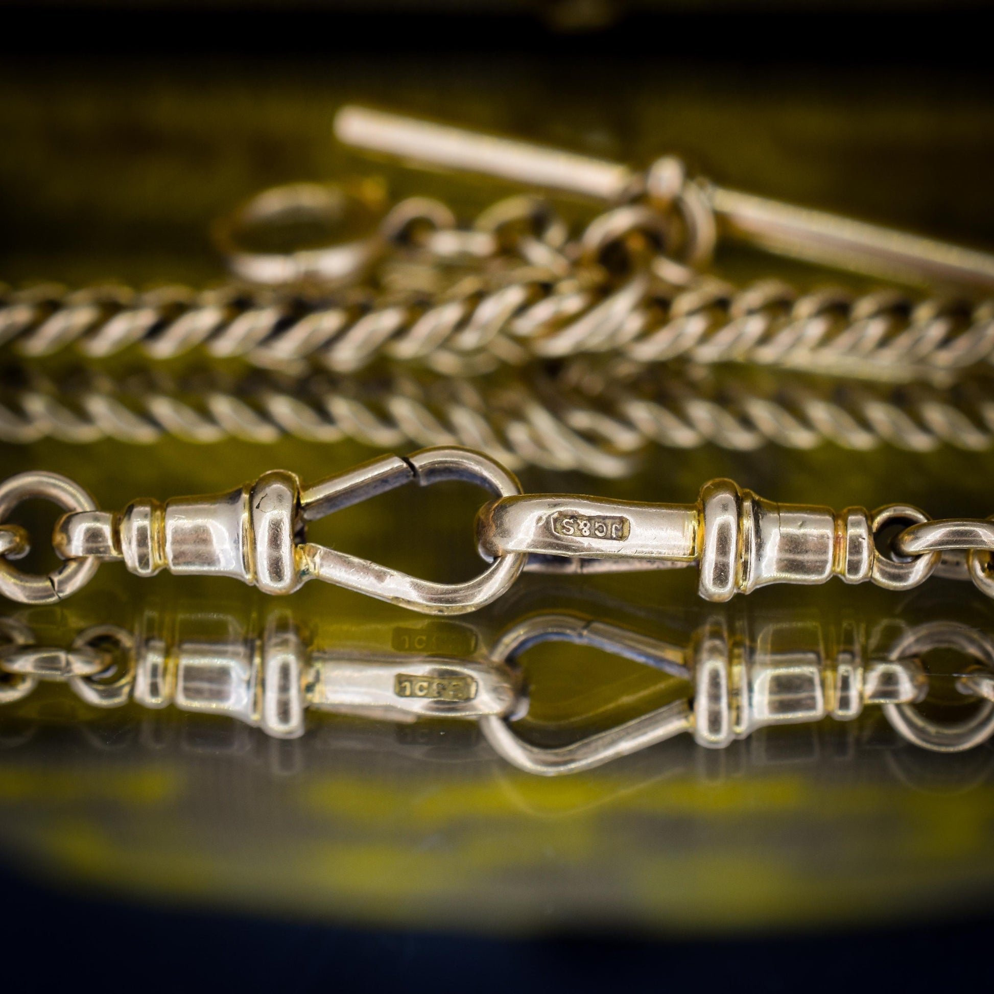 Art Deco '1929' 18ct Gold Curb Link Albert Watch Chain Necklace | 14.5"