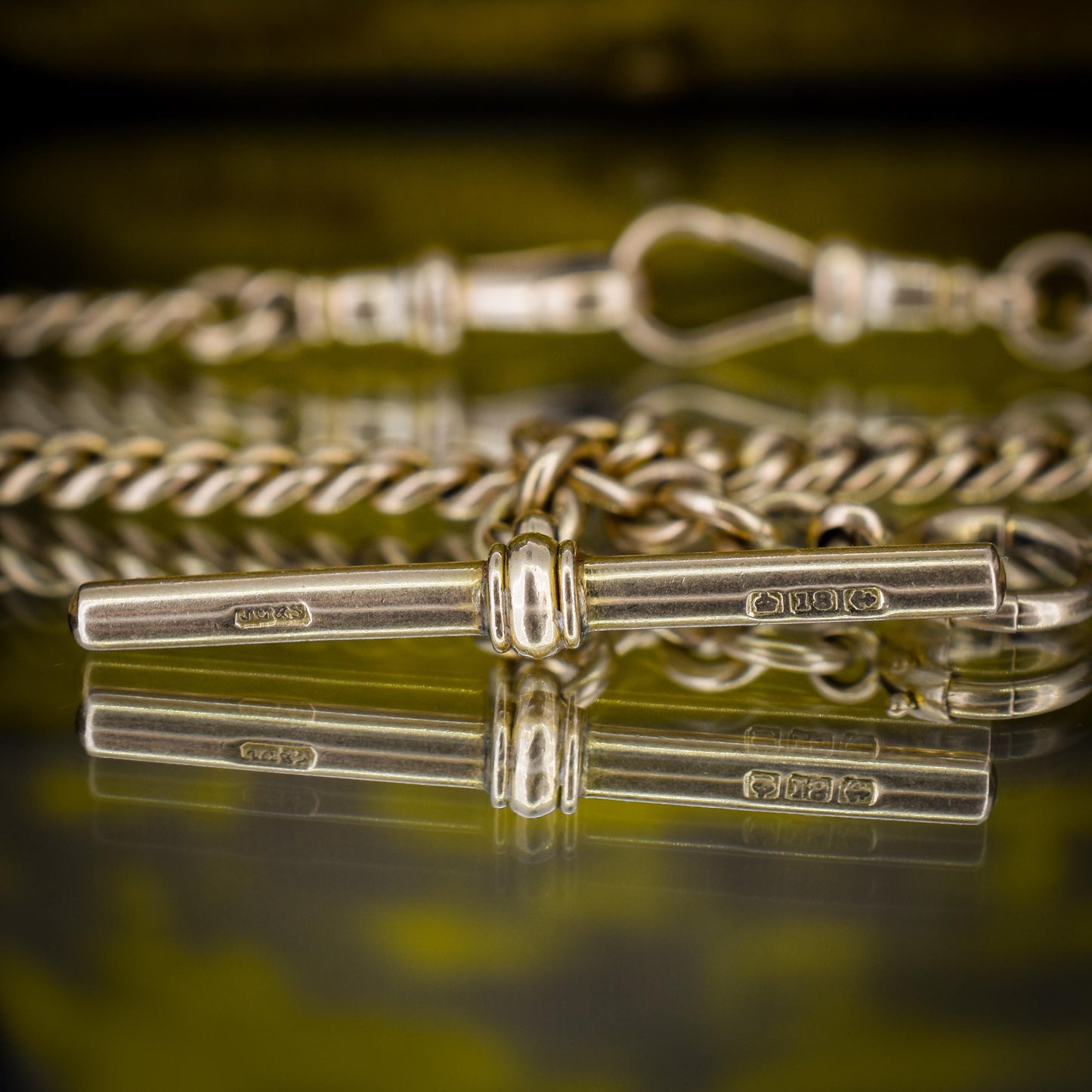 Art Deco '1929' 18ct Gold Curb Link Albert Watch Chain Necklace | 14.5"