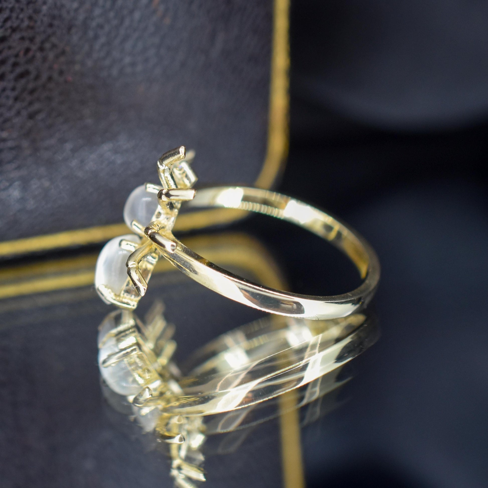 Moonstone and Diamond Spider 9ct Yellow Gold Dress Ring