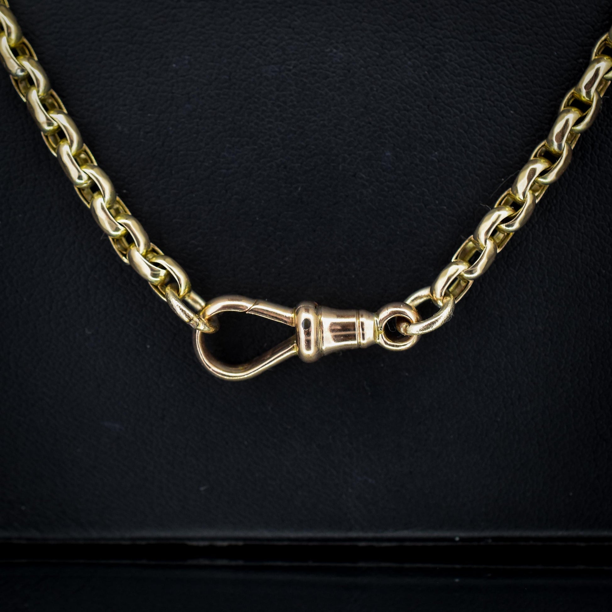 Antique Victorian 9ct Gold Faceted Link Chain Necklace with Dog Clip | 21.5"