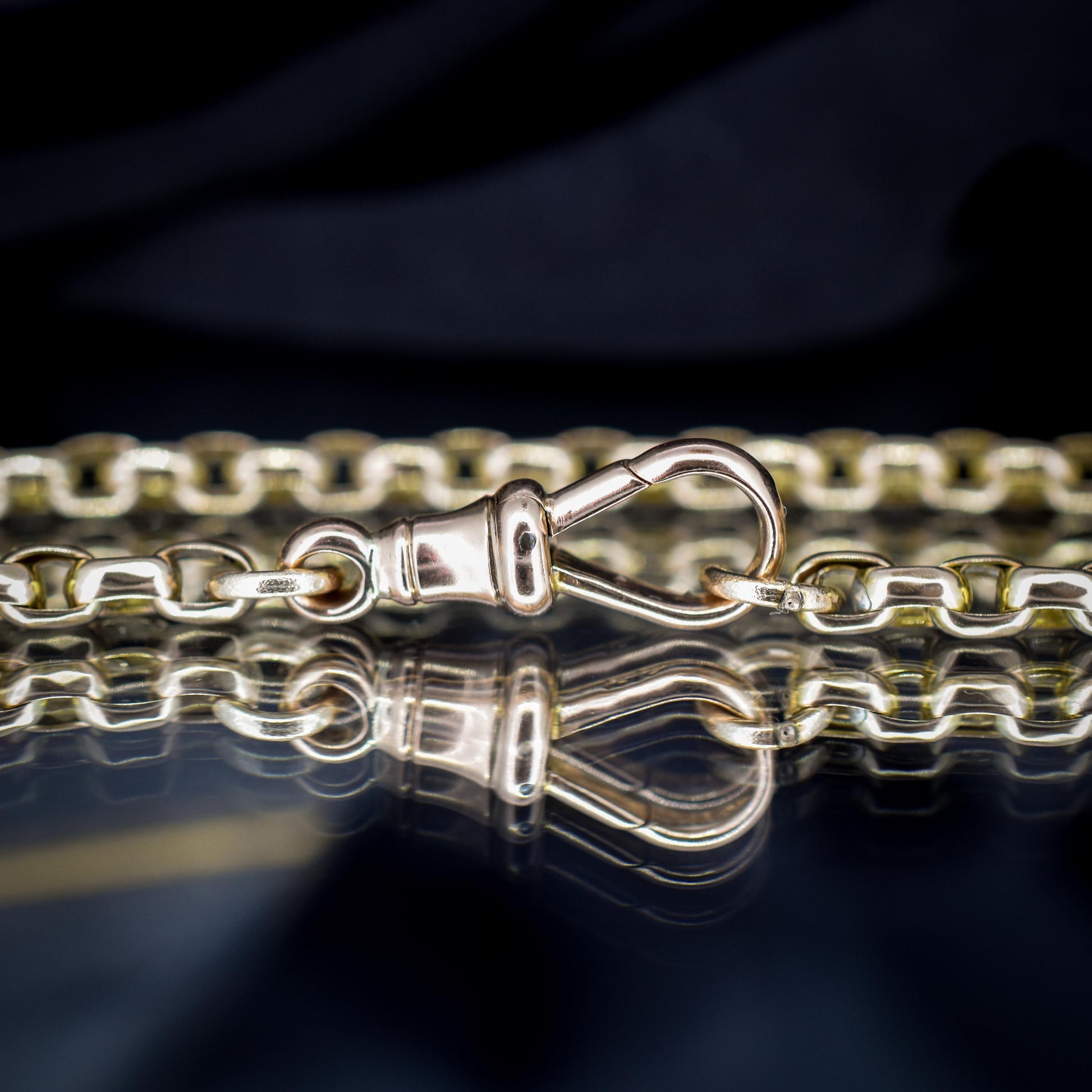 Antique Victorian 9ct Gold Faceted Link Chain Necklace with Dog Clip | 21.5"