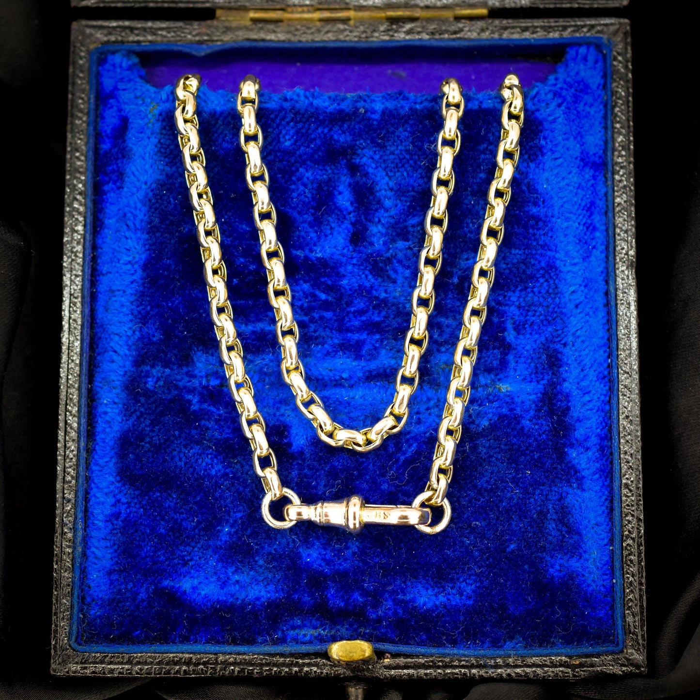 Antique Victorian 9ct Gold Faceted Link Chain Necklace with Dog Clip | 21.5"
