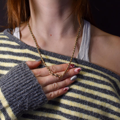 Antique Victorian 9ct Gold Faceted Link Chain Necklace with Dog Clip | 21.5"