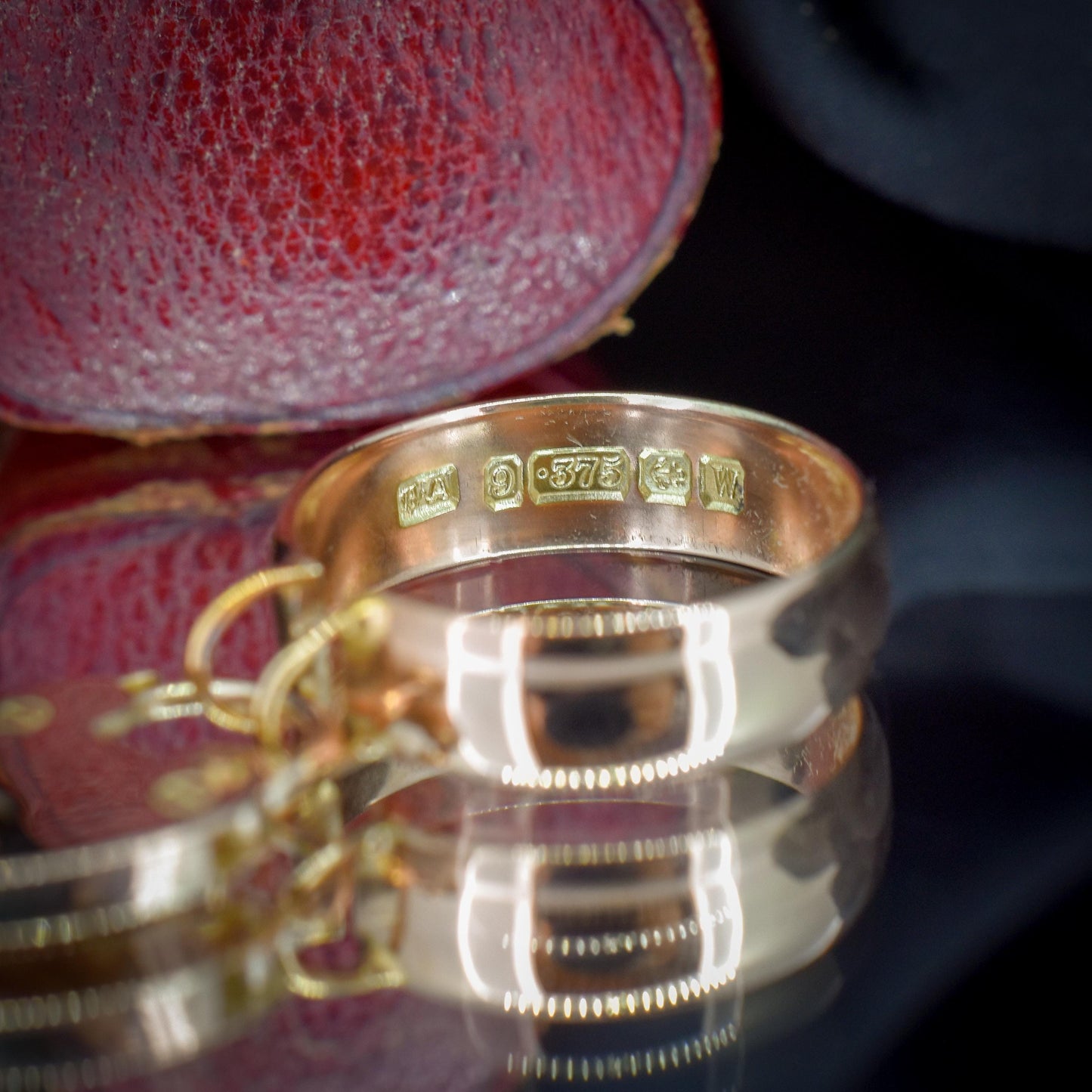 Antique Heart Padlock Drop 9ct Gold Band Ring | Birmingham 1921