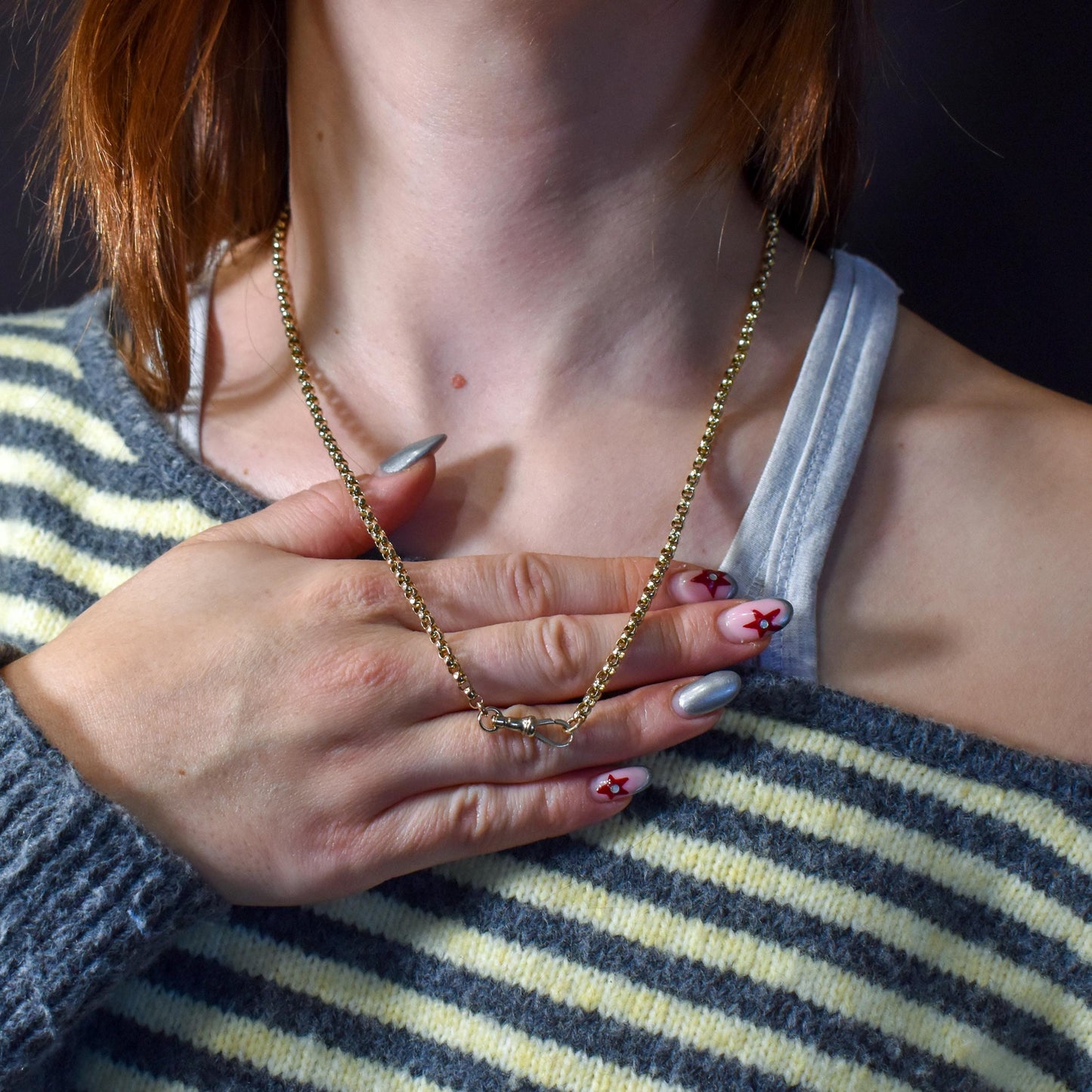 Antique Victorian 9ct Gold Chain Necklace with Dog Clip | 20.5"