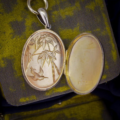 Antique Victorian Gold on Silver Locket and Collar Chain Necklace | Dated 1879