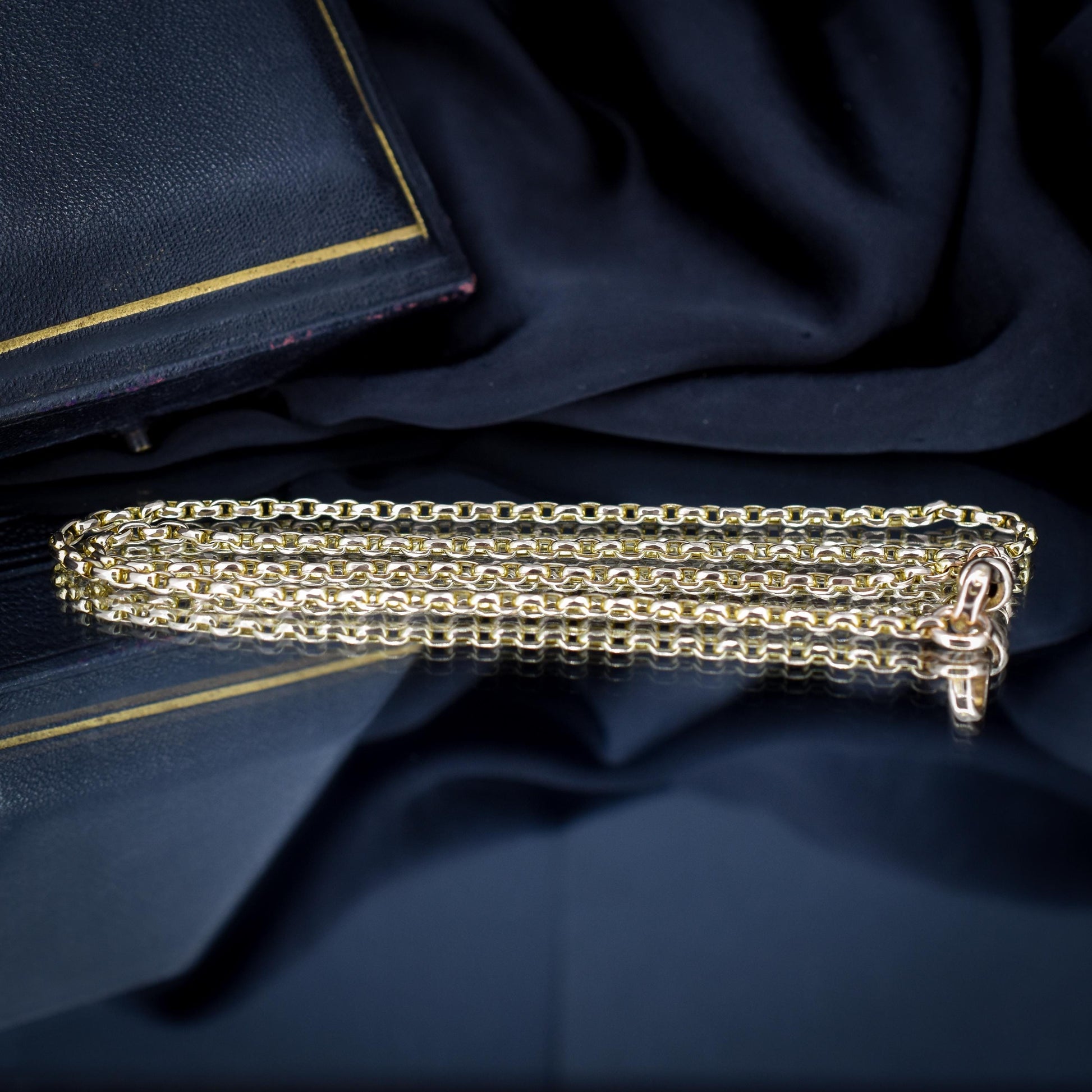 Antique Victorian 9ct Gold Faceted Link Chain Necklace with Dog Clip | 19.5"