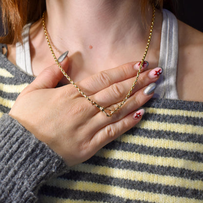 Antique Victorian 9ct Gold Faceted Link Chain Necklace with Dog Clip | 19.5"