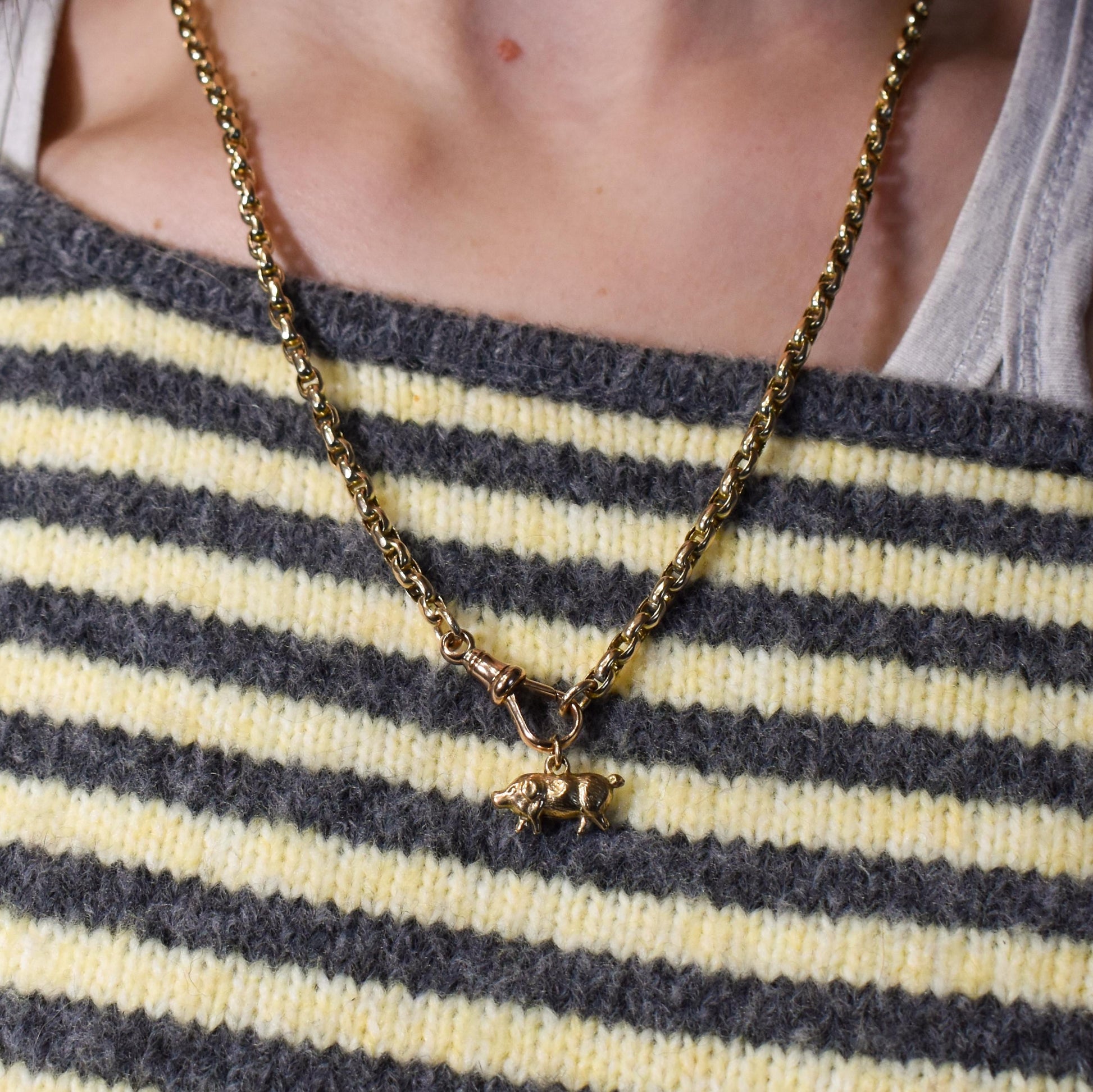 Antique 9ct Gold Pig Charm Pendant