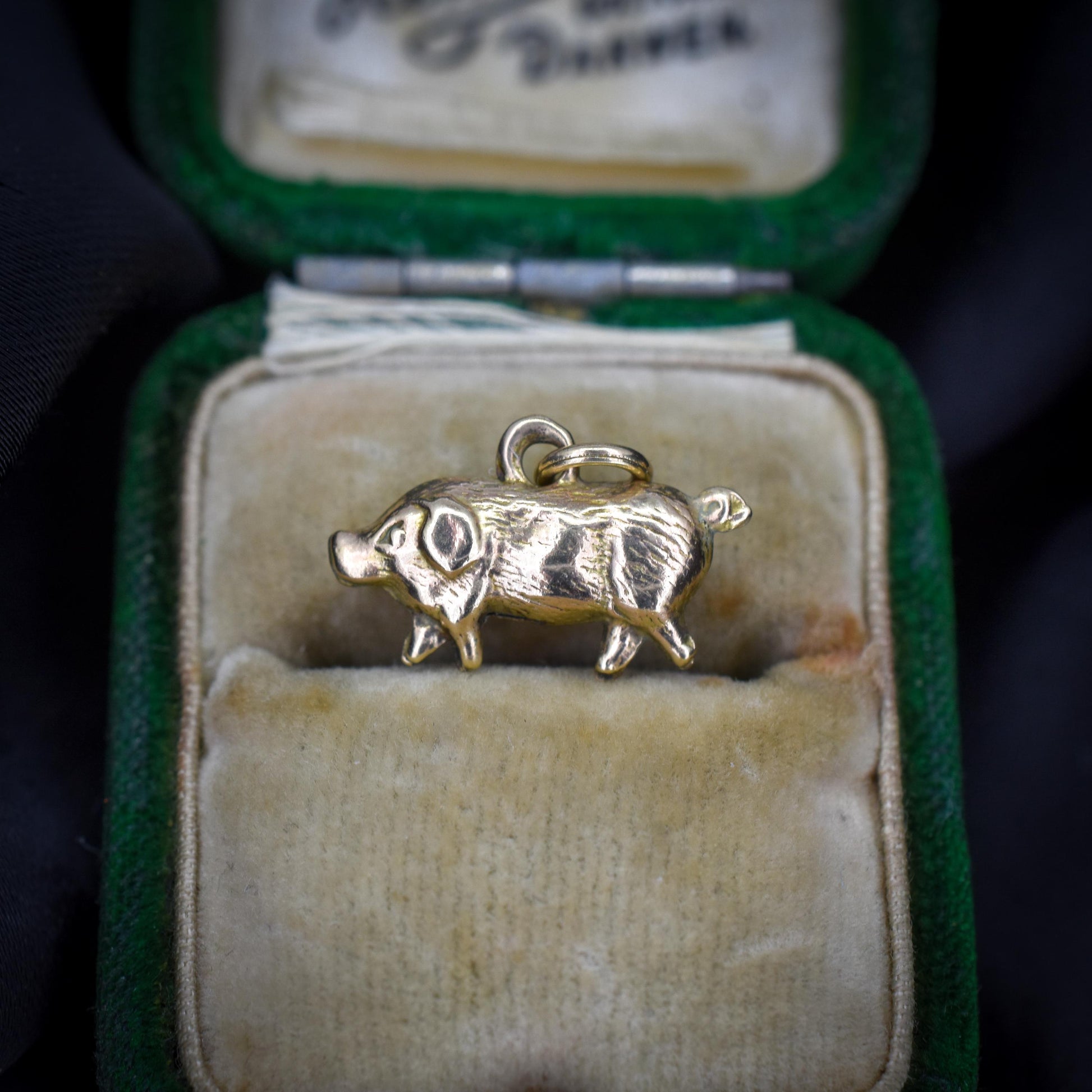 Antique 9ct Gold Pig Charm Pendant