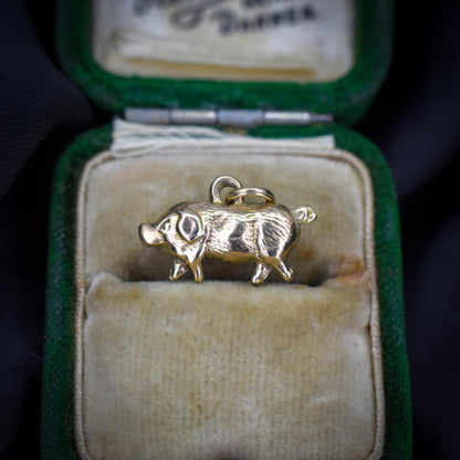 Antique 9ct Gold Pig Charm Pendant