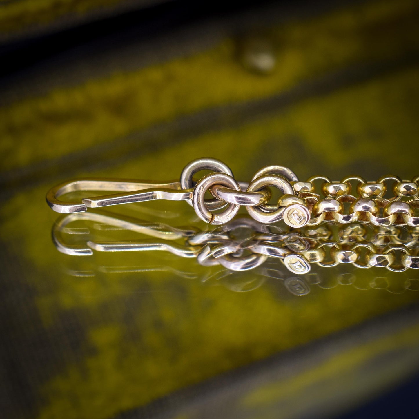 Antique 15ct Gold Chain Necklace with Engraved Slider and Hook | 32"