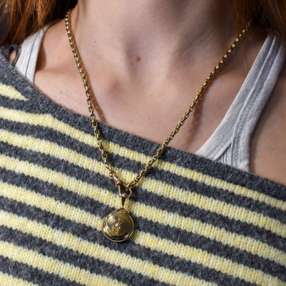 Antique '1907' Pearl Starburst 9ct Gold Round Locket Pendant