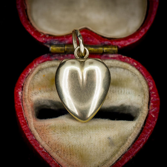 Antique Victorian 9ct Gold Fancy Heart Locket Pendant