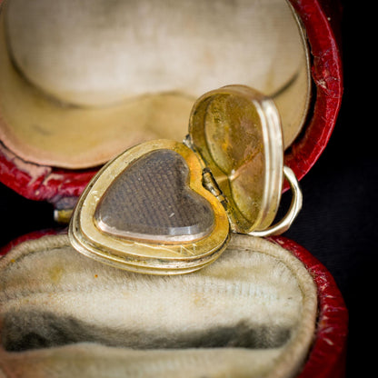 Antique Victorian 9ct Gold Fancy Heart Locket Pendant