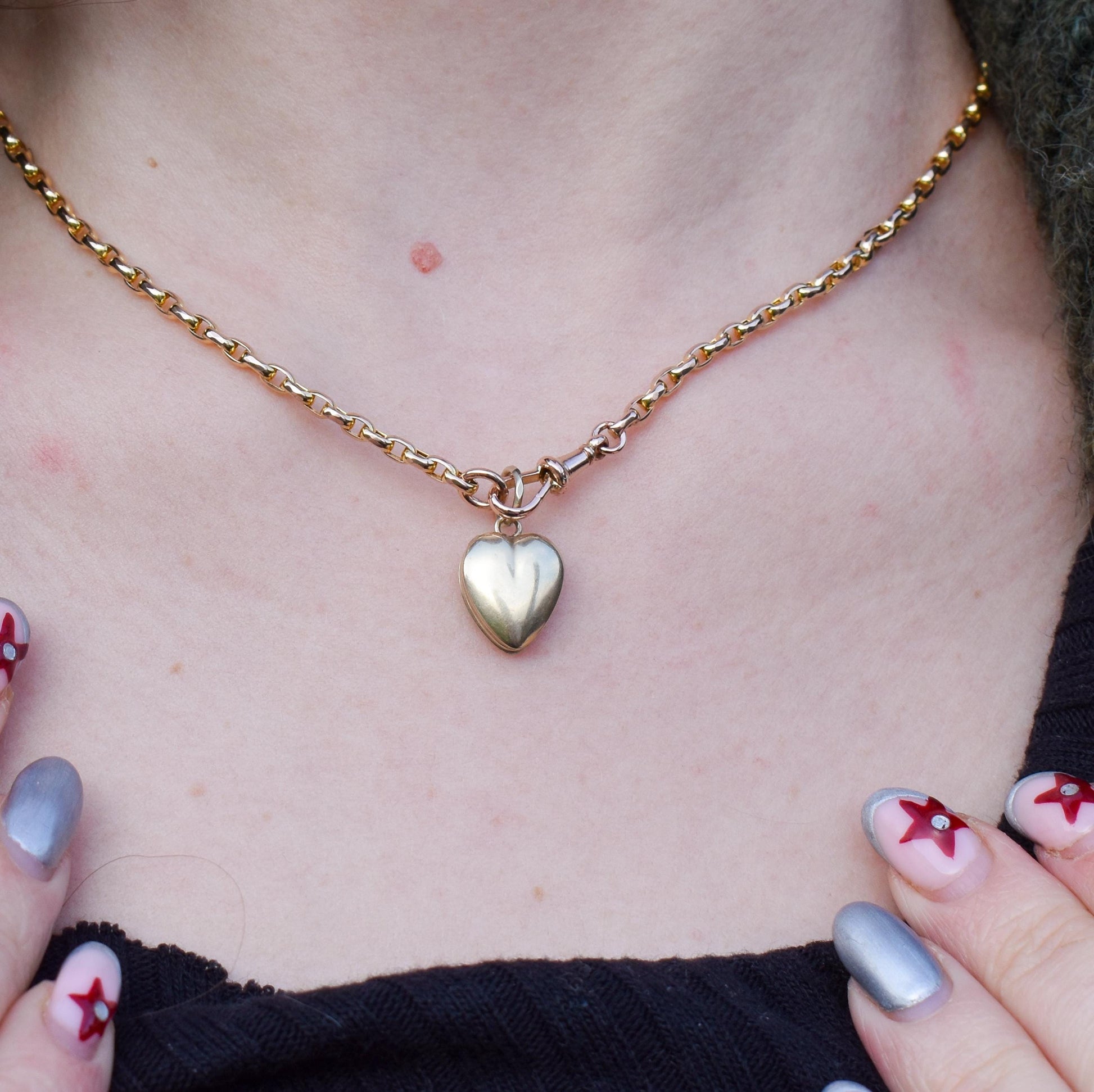 Antique Victorian 9ct Gold Fancy Heart Locket Pendant