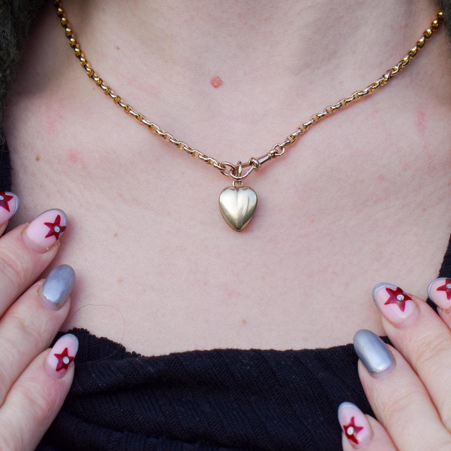 Antique Victorian 9ct Gold Fancy Heart Locket Pendant