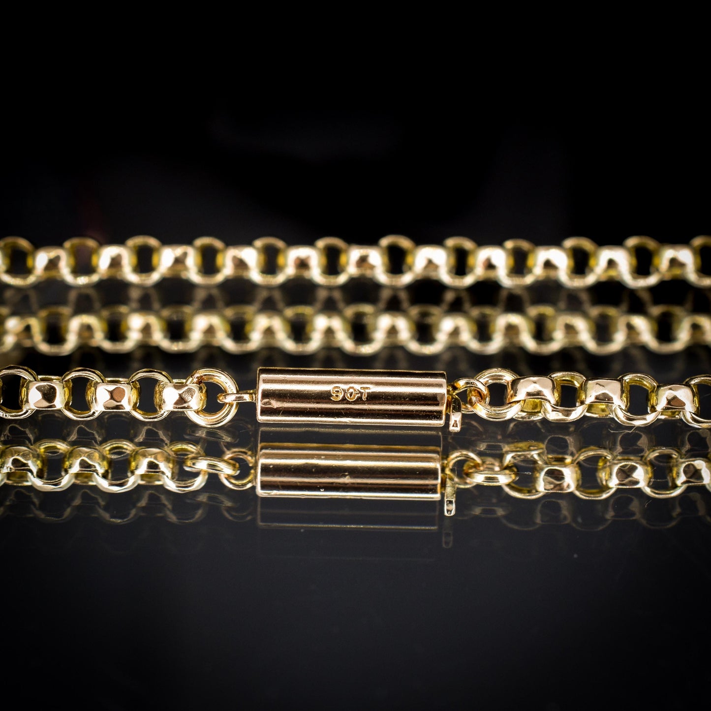 Antique Victorian 9ct Gold Faceted Belcher Link Chain Necklace with Barrel Clasp | 20"