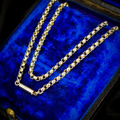 Antique Victorian 9ct Gold Faceted Belcher Link Chain Necklace with Barrel Clasp | 20"