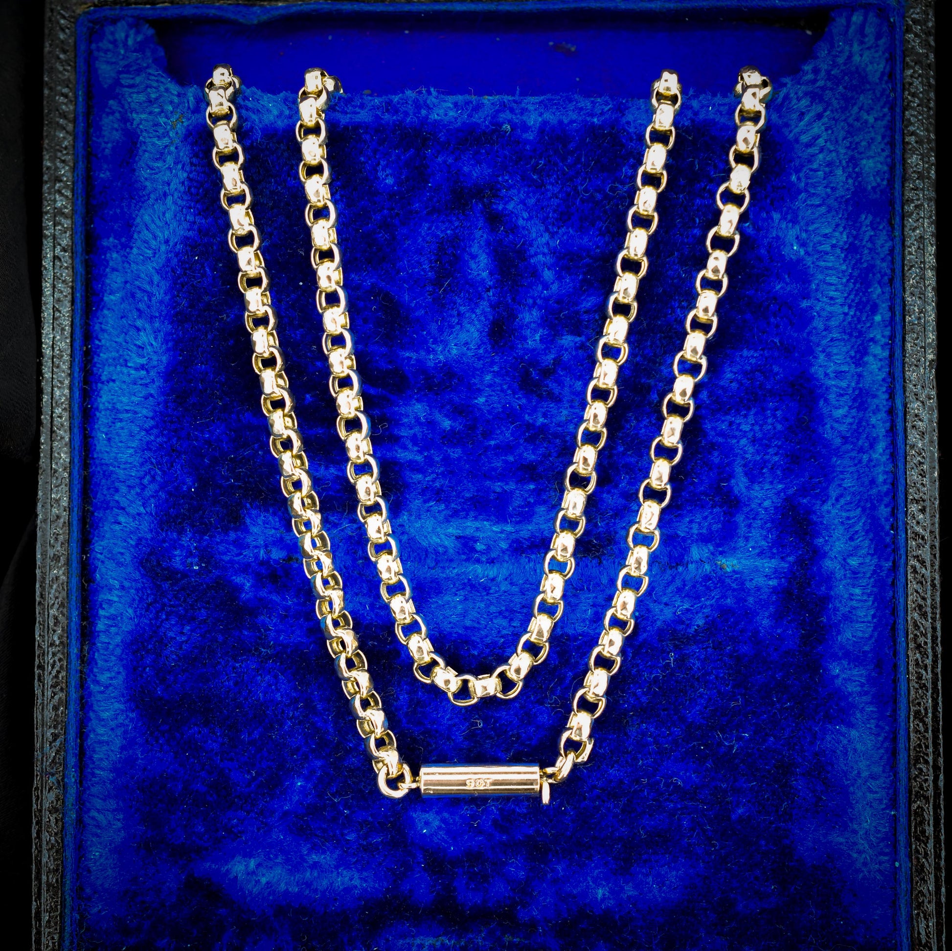 Antique Victorian 9ct Gold Faceted Belcher Link Chain Necklace with Barrel Clasp | 20"