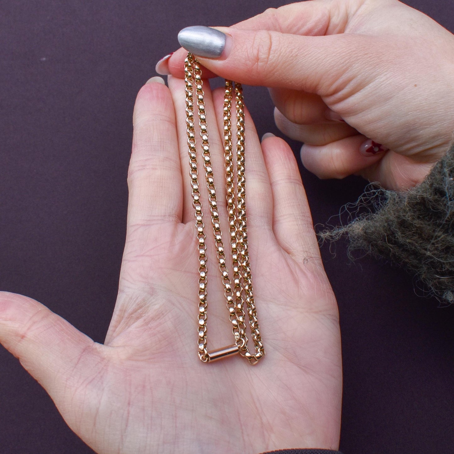 Antique Victorian 9ct Gold Faceted Belcher Link Chain Necklace with Barrel Clasp | 20"