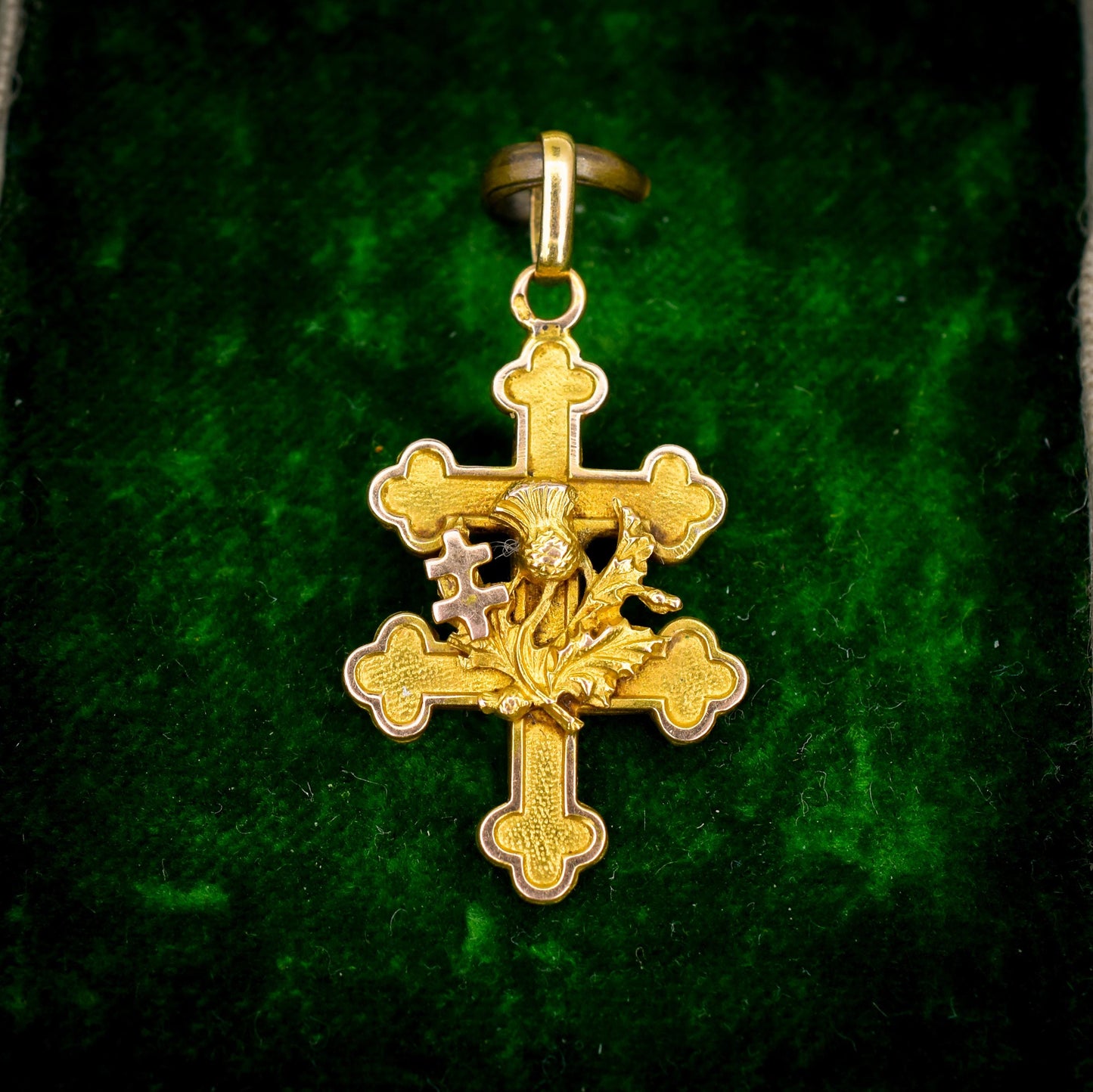 Antique French 18ct Gold 'Cross of Lorraine' Pendant