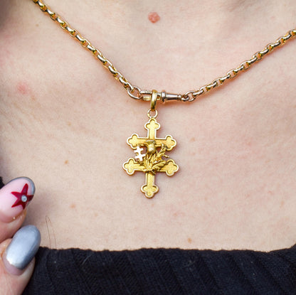 Antique French 18ct Gold 'Cross of Lorraine' Pendant