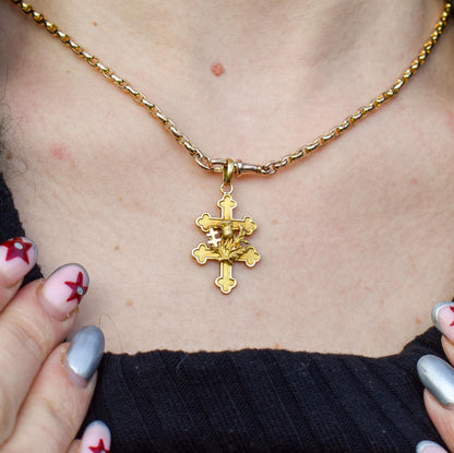 Antique French 18ct Gold 'Cross of Lorraine' Pendant