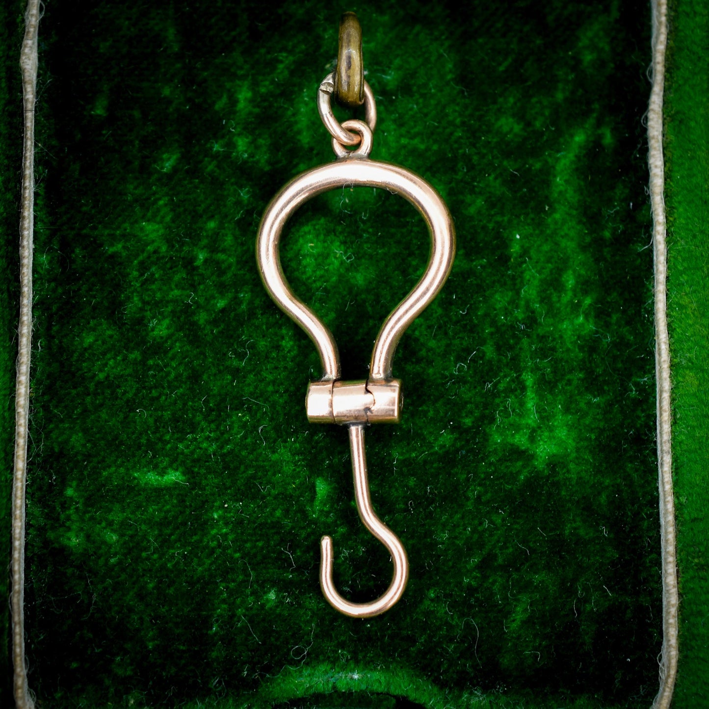 Antique Victorian 9ct Gold Folding Button Hook Pendant - Extender