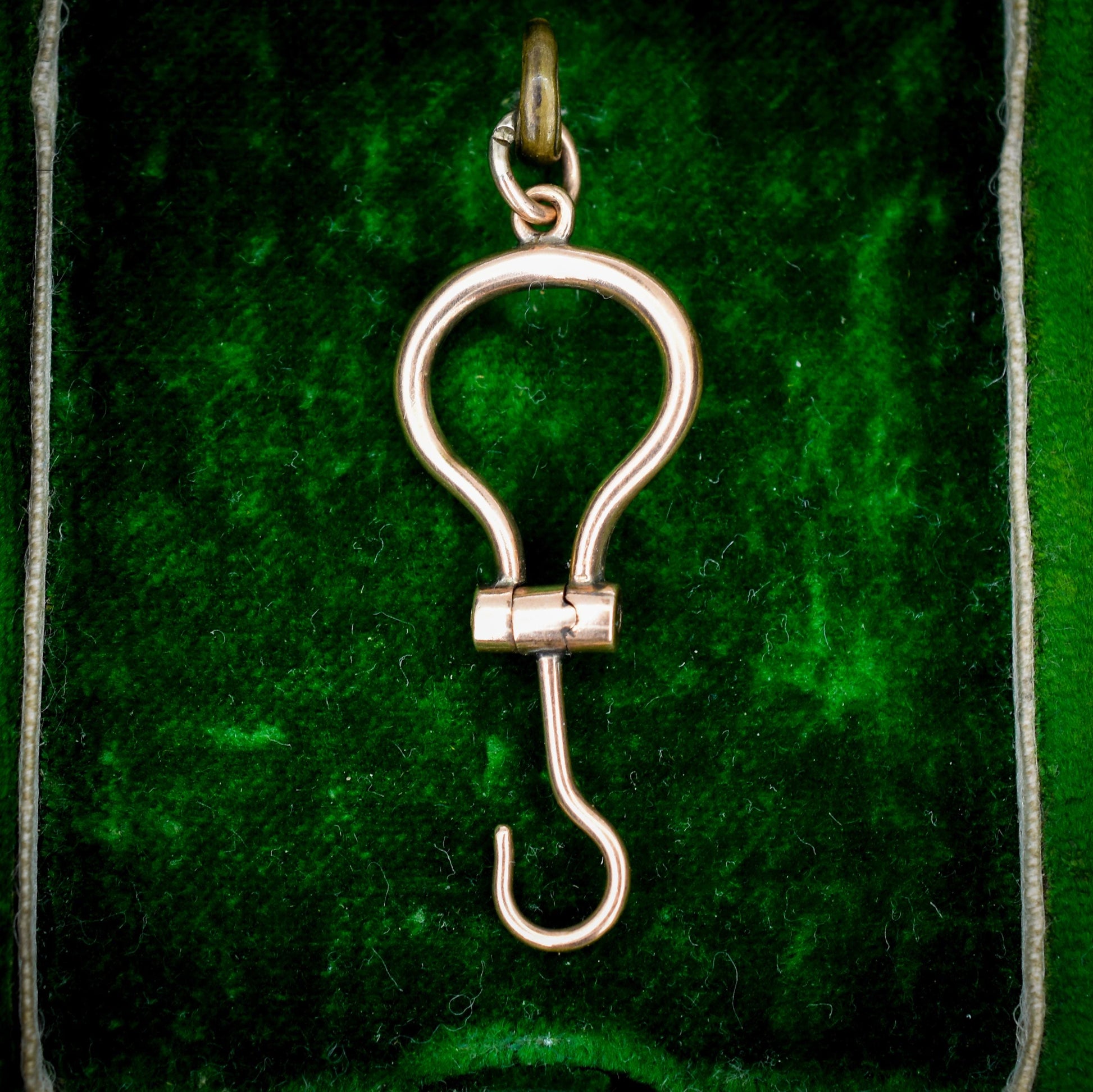 Antique Victorian 9ct Gold Folding Button Hook Pendant - Extender