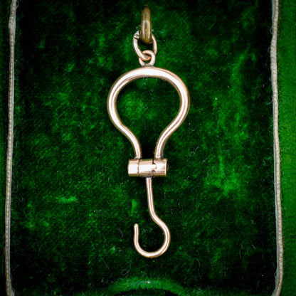 Antique Victorian 9ct Gold Folding Button Hook Pendant - Extender