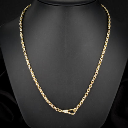 Antique Victorian 9ct Gold Faceted Link Chain Necklace with Dog Clip | 21"