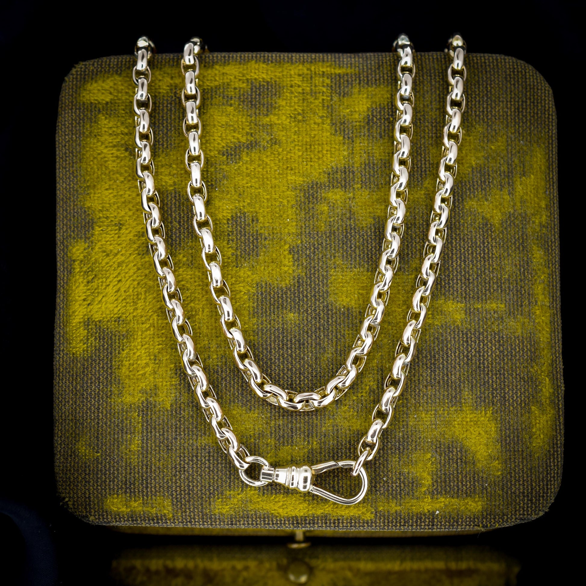 Antique Victorian 9ct Gold Faceted Link Chain Necklace with Dog Clip | 21"