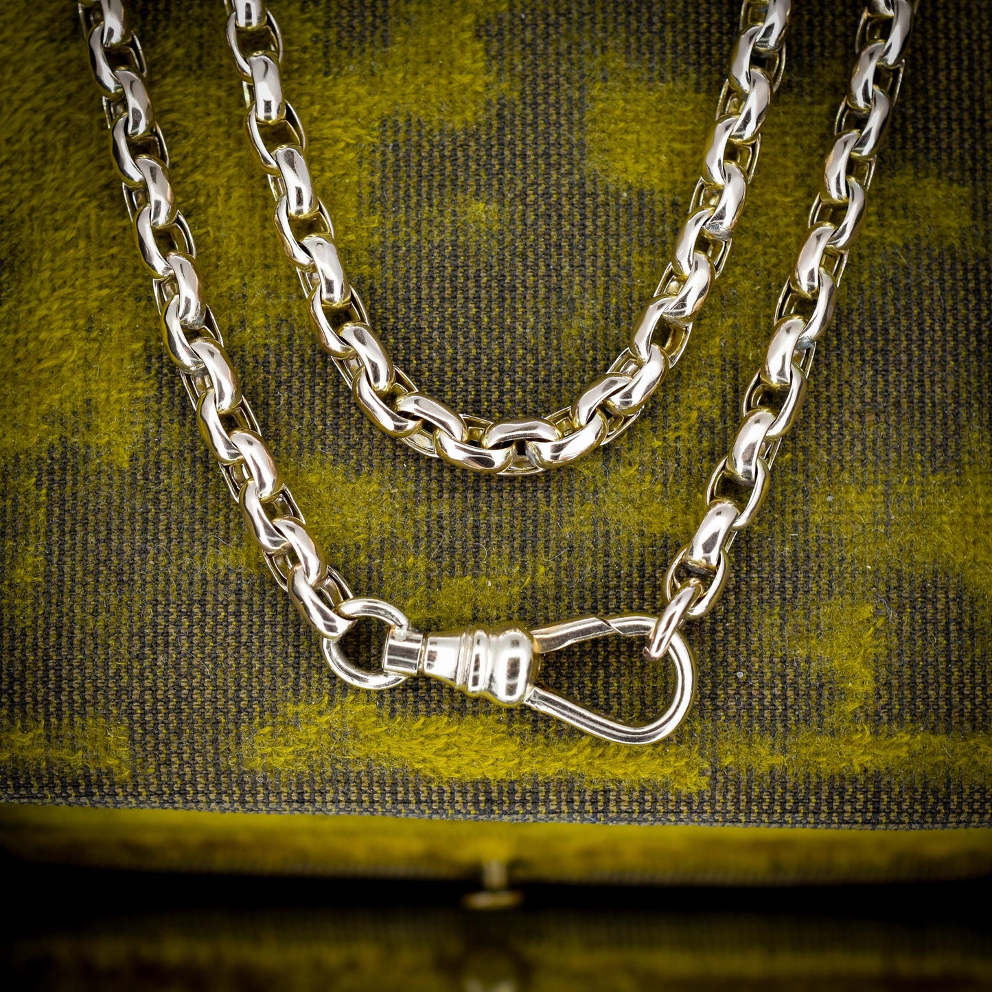 Antique Victorian 9ct Gold Faceted Link Chain Necklace with Dog Clip | 21"