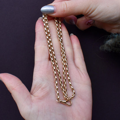 Antique Victorian 9ct Gold Faceted Link Chain Necklace with Dog Clip | 21"