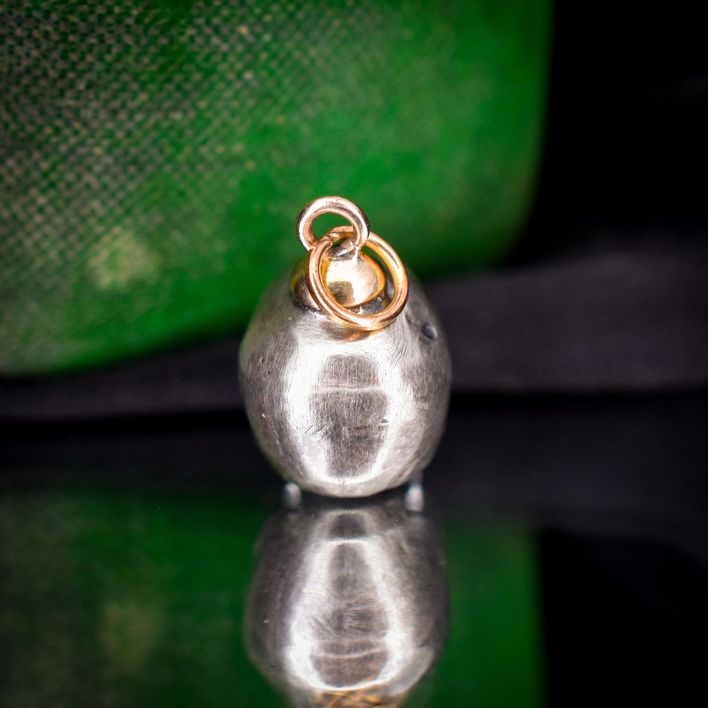 Diamond Eyes Gold and Silver Skull Charm Pendant